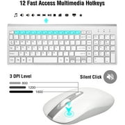Wireless Keyboard and Mouse Combo, Cimetech Quiet Keyboard and Adjustable DPI Mouse Set, 2.4GHz USB Ultra Slim Silent Computer Keyboard and Mouse for Laptop, PC, Notebook, Desktop-Silver