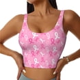 thumbnail image 1 of Fotbe Breast Cancer Awareness (3) Sujetador Deportivo Largo sin Aros para Mujer con Almohadillas y Soporte Medio, Transpirable y Absorbente, Camiseta Tipo Chaleco o Tank Top-XX-Large, 1 of 8