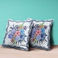 thumbnail image 4 of Flowers Throw Pillow in White Blue 18x18, 4 of 5