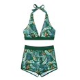 thumbnail image 1 of Gibobby Conjunto de bikini para mujer Traje de baño de mujer de talle sexy con cuello colgante estampado Bikini dividido(Verde,G), 1 of 4