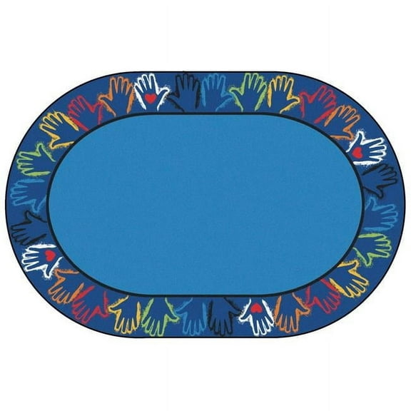 Carpets for Kids 2806 6 x 9 ft. Hands Together Border Rug, Oval