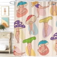 thumbnail image 2 of Funny Mushroom Shower Curtain for Bathroom, Sexy Woman Legs Butt with Cute Mushroom Fun Bathroom Decor Sets, Waterproof Facric Shower Sets with Hooks, Red Purple Green, 2 of 5