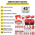 thumbnail image 3 of VEVOR 43 pcs Lockout Tagout Kits, Electrical Safety Loto Kit Includes Padlocks, 5 Kinds of Lockouts, Hasps, Tags & Ties, Box, Lockout Safety Tools for Electrical Risk Removal in Industrial, Machinery, 3 of 9