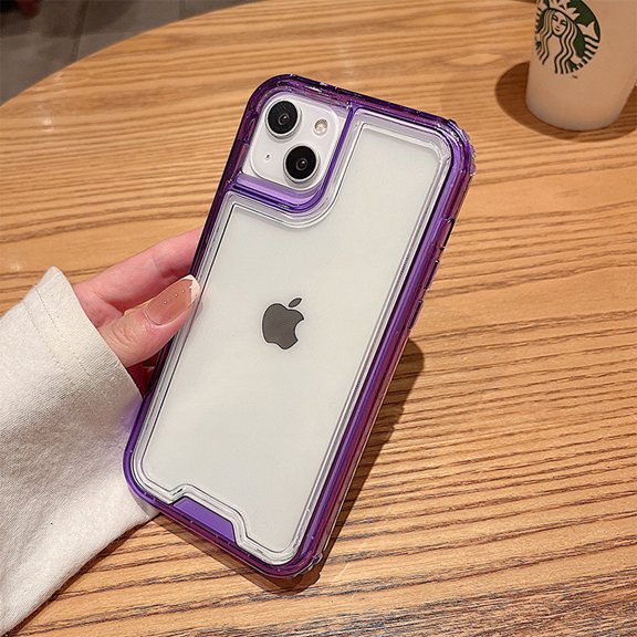 Crystal Clear Case for iPhone 13, [Not Yellowing][Military Grade Drop Tested] Transparent Shockproof Protective Phone Case Hard PC   Soft Silicone Slim Cover For iPhone 13,Lightpurple