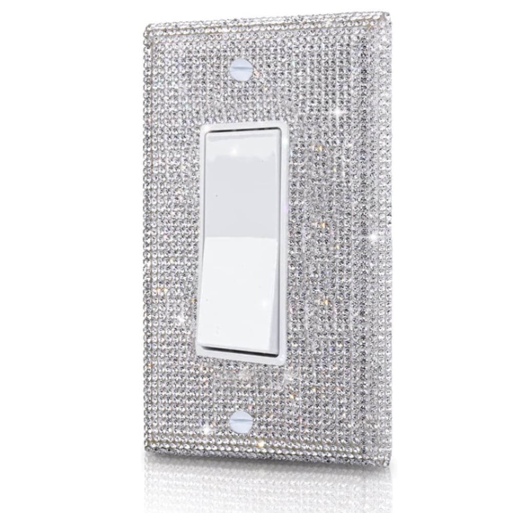 Shiny silver rhinestone wall plate, double gang light switch cover ...