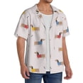 thumbnail image 2 of Daiia Dachshund Dog Puppy Men's Linen Shirts Short Sleeve Casual Shirts Button Down Shirt for Men Beach Summer Wedding Shirt-3X-Large, 2 of 6