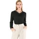 thumbnail image 1 of Allegra K Blusa De Gasa Elegante Casual Manga Larga Cuello V De Encaje Top Para Mujer Negro M Unique Bargains Blusa, 1 of 6