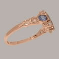 thumbnail image 4 of LBG British Made 14k Rose Gold Natural Tanzanite & Diamond Womens Anniversary Ring - 33 size options - Size 10, 4 of 5