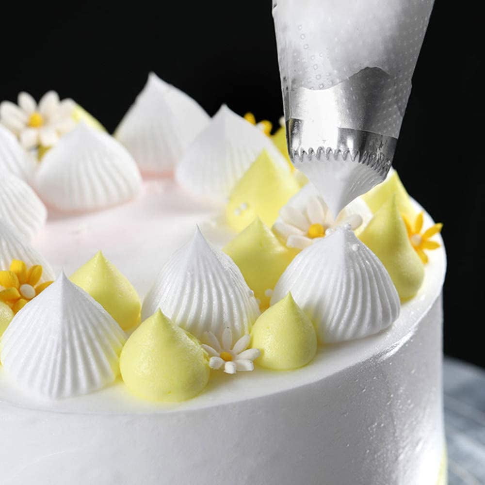 4Pcs Large Piping Tips Set, Pastry Tips Set Cake Decorating Icing Piping Tip Set Frosting Tips Set Cake Piping Nozzles Tips Kit Square Round Icing Piping Tips Decorating Tube Set
