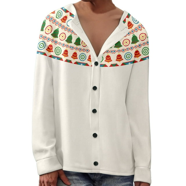 MIASHUI Women's Fair Isle Pattern Knit Cardigan Open Front Cozy Fall Winter Nordic Style Sweater White,M