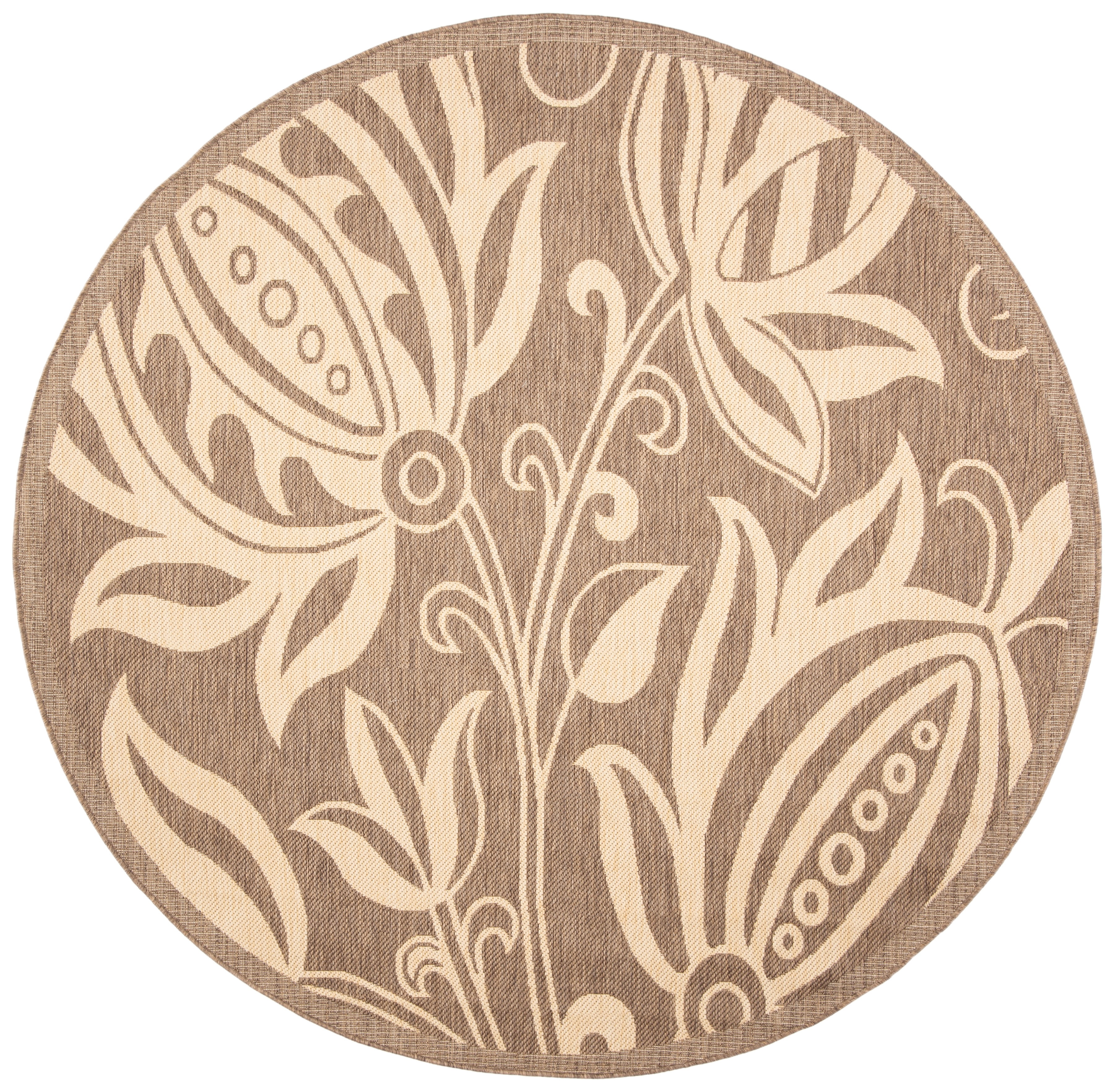 Safavieh Courtyard Crystal Floral Indoor/Outdoor Area Rug, Brown/Natural, 6'7" x 6'7" Round
