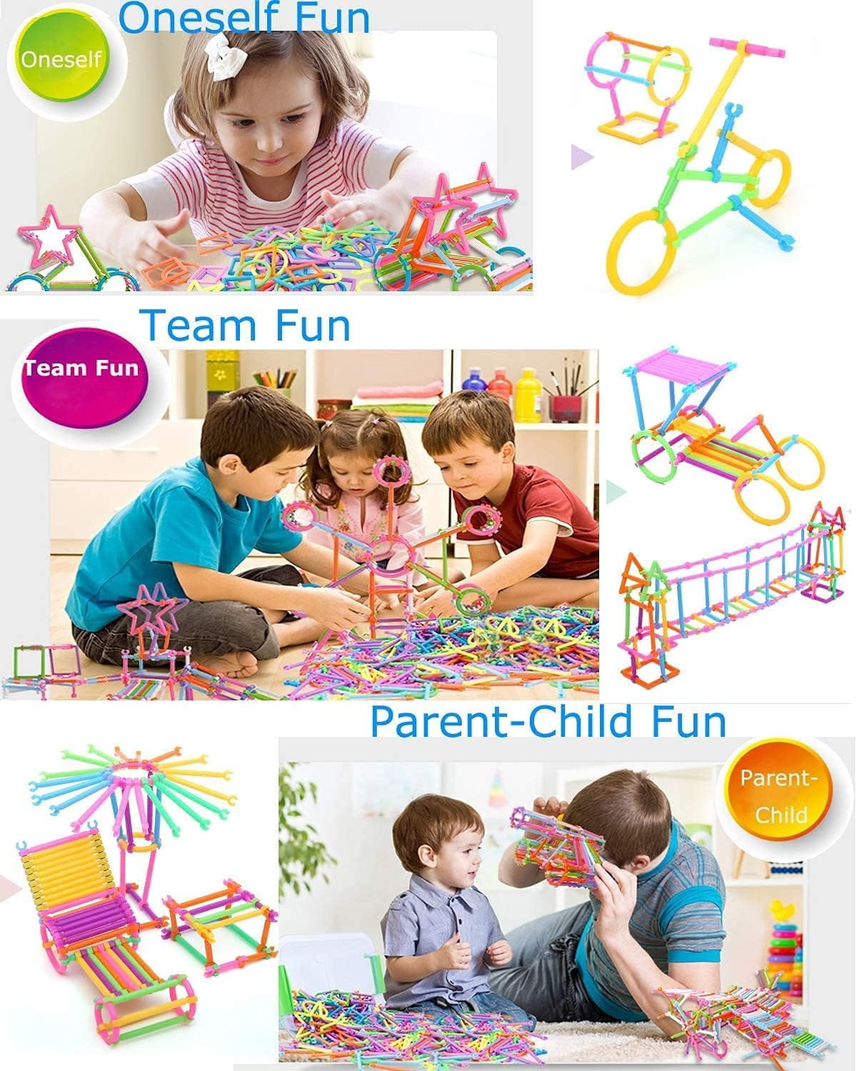 1000 PCS Building Toy Building Blocks Bars Different Shape Educational Construction Engineering Set 3D Puzzle, Interlocking Creative Connecting Kit, Building Construction Toys A Great STEM Toy