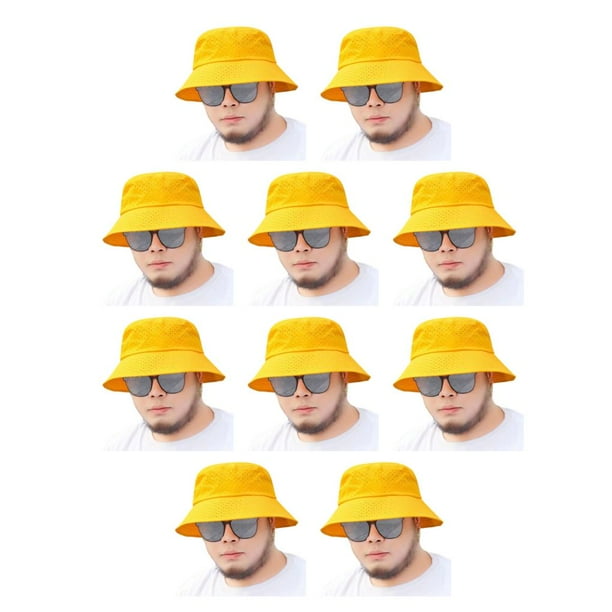 Sombreros de protección solar ligeros y cómodos Sonducket para hombres Sombrero de pescador amarillo Talla extra 10piezas