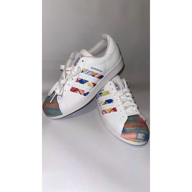 Men’s NEW Originals Superstar Shoes Sneakers GX2717 White/Blue/Orange 8.5