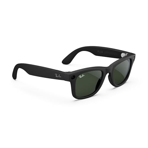 Ray-Ban Meta Wayfarer Gen 1 Smart Glasses, AI Meta Glasses with Photo and Video, Size 53, Matte Black/Transitions Graphite Green