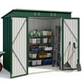 thumbnail image 2 of 6' x 4' Outdoor Storage Shed - Anti-Corrosion Metal, Double Lockable Doors, Waterproof UV-Proof, Outdoor Storage for Backyard/Patio/Lawn, Green, 2 of 7