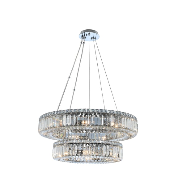 11775-010-FR001-Allegri Lighting-Rondelle - Fifteen Light 2-Tier Pendant Chrome Finish with Firenze Crystal