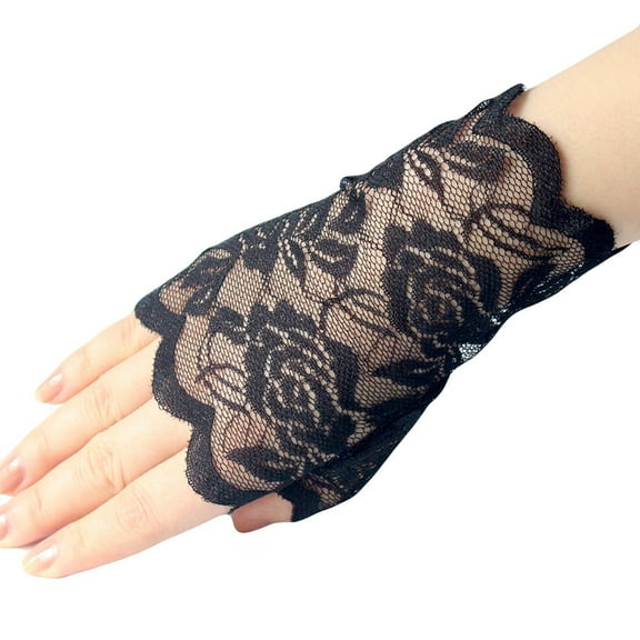 BJUTIR Women Short Fingerless Lace Gloves Vintage Adult Girls Ladies Glove Winter Accessories