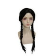thumbnail image 4 of Peluca ajustable larga, negra y lisa para disfraz de Halloween. Peluca para niña, ideal para fiestas de cosplay., 4 of 6