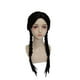 thumbnail image 4 of Peluca ajustable larga, negra y lisa para disfraz de Halloween. Peluca para niña, ideal para fiestas de cosplay., 4 of 6