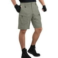 thumbnail image 3 of Men's Functional Tactical Shorts, Outdoor Multi-Pocket Work Shorts with Drawstring Waist & Durable Polyester ,Army Green L, 3 of 4