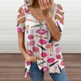 thumbnail image 2 of Pretty Lipstick Lip Prints Lipsticks Pattern Womens Summer V Neck Zipper Top Short Sleeve T Shirt Off Shoulder Top Casual Classy Loose Shirts, 2 of 7