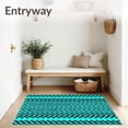 thumbnail image 3 of ODIKA 8'x10' Machine Washable Non-Slip Area Rug, Teal Herringbone Chevron with Zigzag High Traffic Rug with Pad, Blue, 661444, 3 of 8