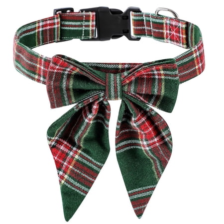 Christmas Dog Collar with Bow Adjustable Cotton Bowtie Pets Christmas Collars for Small Medium Large Dogs Cats Pets