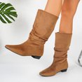 thumbnail image 6 of Willtoo Women's Slouchy Knee High Boots, Pointed Toe Low Heel Pull On Tall Faux Suede Boots, Ruched Wide Calf Fall Winter Dress Boots, 6 of 6