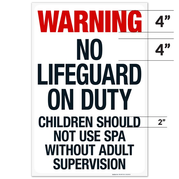 Texas Warning No Lifeguard On Duty Sign, Complies With State Of Texas Pool Safety Code, (SI-62160) 24x36 Corrugated Plastic