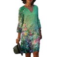 thumbnail image 1 of SMihono Robe d'Été Grande Taille pour Femmes 2023 Mode Robe Longue Décontractée à Manches Mi-Longues Col en V Imprimée, 1 of 5