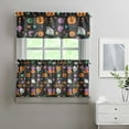 thumbnail image 2 of Gothic Halloween Kitchen Curtains Set of 3 - Skeleton Spider Web Print Rod Pocket Short Curtains for Small Windows, 2 of 6