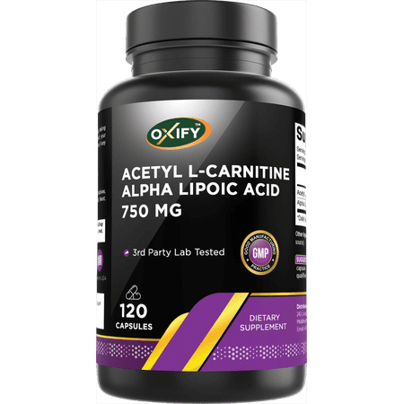 Oxify Acetyl L-Carnitine Alpha Lipoic Acid 750 mg | 120 Capsules | Gluten-Free, Non-GMO | Supplement Made in USA