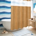 thumbnail image 6 of No Hook Shower Curtain, Orange Stripe Shower Curtains for Bathroom with See Through Top Window, Farmhouse Modern Minimalist Geometric Waterproof & Washable Bath Curtain Extra Long 72"x96", 6 of 9