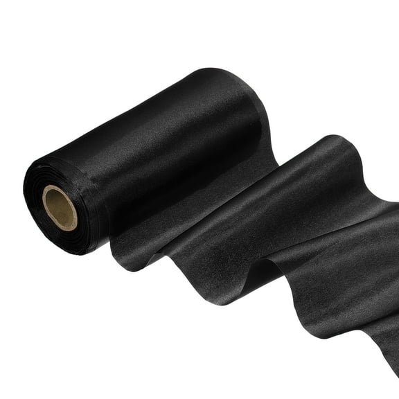 Uxcell Wide Satin Ribbon Single Face Solid Color Polyester Ribbon for Gift Wrapping Black
