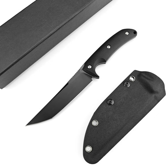 Medium Full-Tang Fixed Blade Knife, 4.92" D2 Tool Steel Blade, G10 Handle & Kydex Sheath, for Camping, Hunting, Fishing