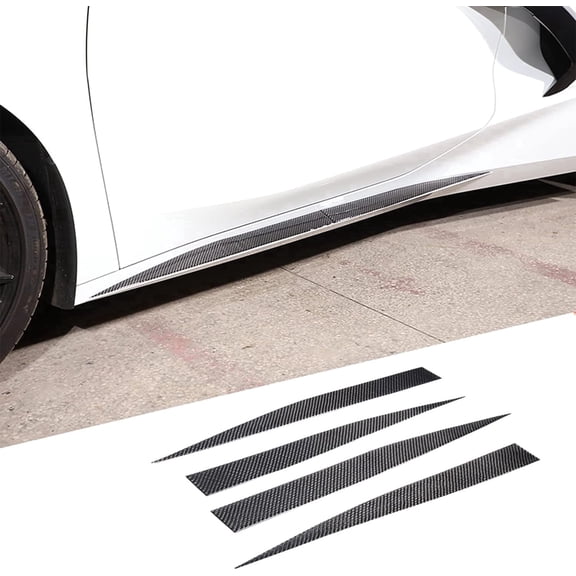 TINKI Soft Carbon Fiber Car Door Side Skirt Trim Sticker Fit for Chevrolet Corvette C8 2020-2023, Side Door Panel Decoration Strip Sticker