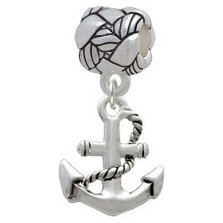 Antiqued Anchor - Woven Rope Charm Bead