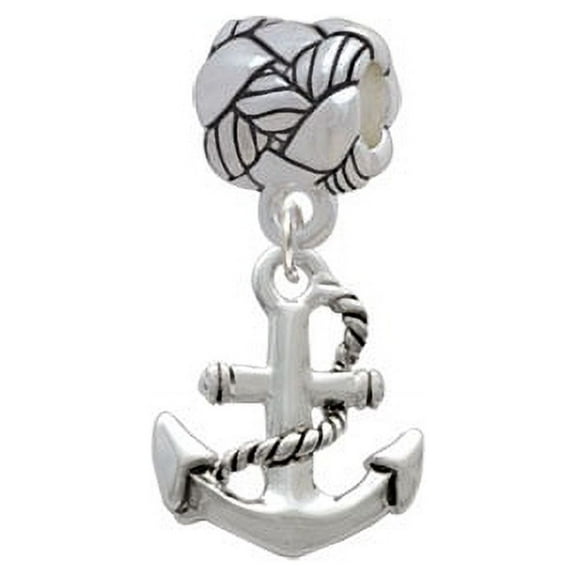 Antiqued Anchor - Woven Rope Charm Bead