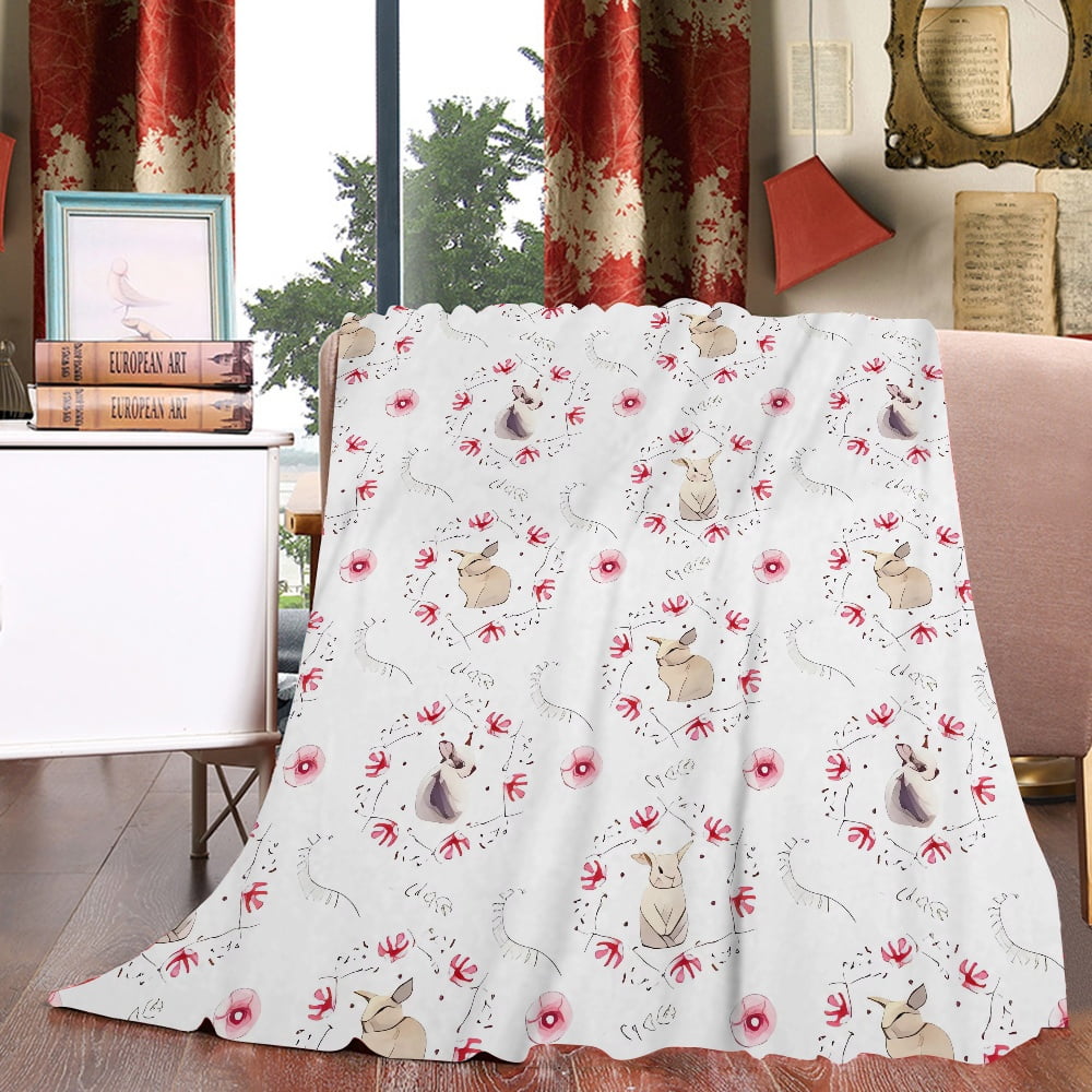 Blanket, Throw Blanket Soft Flannel Blankets Queen Size, Cozy Flower