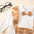 thumbnail image 5 of Faraee Baby Boys Gentleman Romper Button Down One-Piece Outfit Infant Cotton Tuxedo Jumpsuit Newborn Long Sleeve Clothes 0 3 6 12 Months Gold, 5 of 9