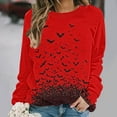 thumbnail image 2 of DOSUKRAI Happy Halloween Sweatshirts for Women Spooky Season Funny Long Sleeve Graphic Crewneck Pullover Tops Cute Ghost Sweater Red,XXL, 2 of 6