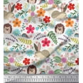 thumbnail image 1 of Soimoi Cotton Jersey Fabric Floral,Rabbit & Porcupine Cartoon Fabric Prints by Yard 58 Inch Wide, 1 of 1