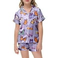 thumbnail image 5 of Jamsmile Toddler Girls Outfits Sets Silk Satin Sleepwear Butterfly Print Short Sleeve Shirts With Shorts Children Girls Nightwear, 5 of 5