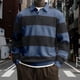 thumbnail image 1 of Ceisia Men's Contrast Wide-Stripe Polo Shirt | Stretchy Relaxed Long-Sleeve Casual Top Gift, 1 of 5
