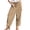 Khaki, variant on TOMVIGX Barrel Pants Women Wide Leg Flowy Corduroy Travel Pants Elastic Waist Baggy Cropped Lounge Trousers with Pockets Black S