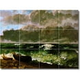 thumbnail image 1 of Ceramic Tile Mural-Gustave Courbet Waterfront Painting 222. 32" w x 24" h using (12) 8 x 8 ceramic tiles, 1 of 3