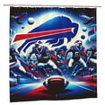 thumbnail image 1 of Cortina de ducha impermeable de secado rápido con ganchos, diseño de fútbol americano, para baño, de plástico, 72 x 72 pulgadas, 1 of 5