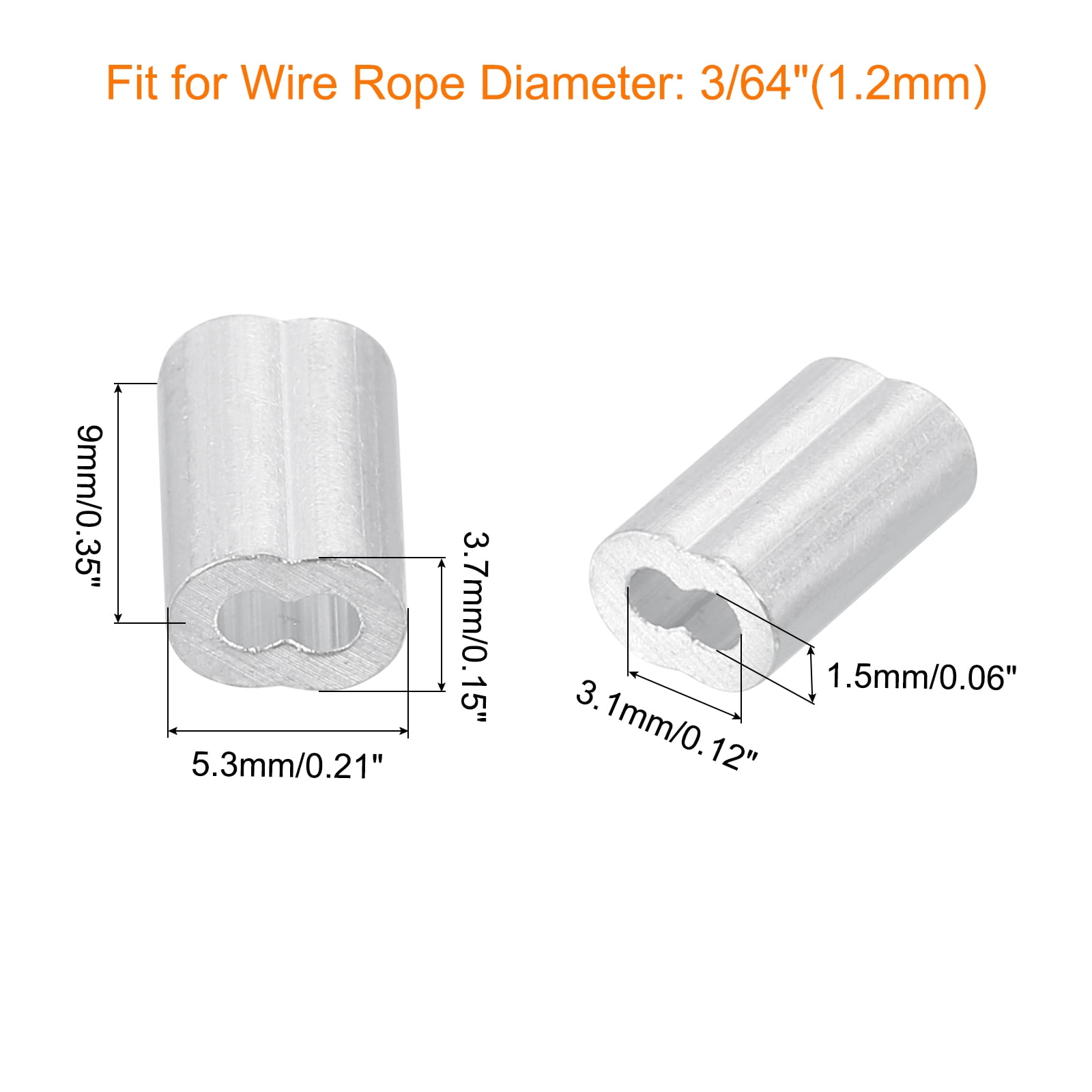 Wire Rope Rod Pack Wire Rope Cable Crimping Loops 120-Pack Aluminum Crimp Sleeves For 5/32 ...