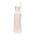 thumbnail image 6 of Telankuip 2025 Satin One Shoulder Maxi Dress for Women Summer Silk Formal Elegant Backless Ruffle Sleeveless Wedding Guest Dresses Casual Comfort Stylish Party Outfits Beige M, 6 of 6